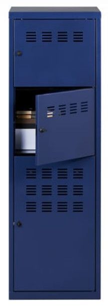 Armoire de bureau 3 portes métal bleu nuit nacré Pascal - Photo n°3