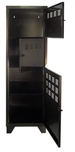 Armoire de bureau 3 portes métal noir vernis Pascal - Photo n°4
