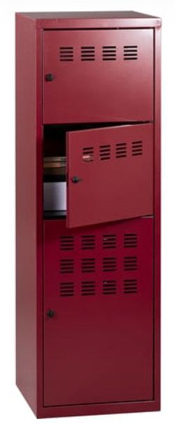 Armoire de bureau 3 portes métal rouge nacré Pascal - Photo n°1