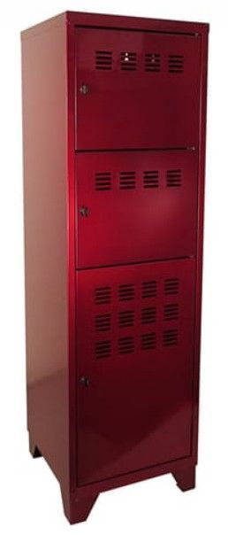 Armoire de bureau 3 portes métal rouge vernis Pascal - Photo n°1
