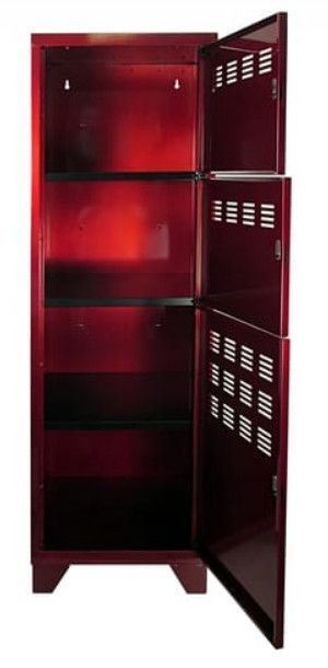 Armoire de bureau 3 portes métal rouge vernis Pascal - Photo n°2