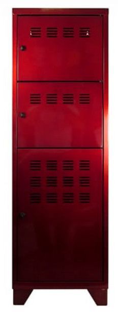 Armoire de bureau 3 portes métal rouge vernis Pascal - Photo n°4