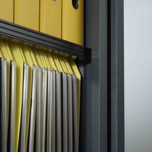 Armoire de bureau à rideaux gris 2 portes coulissantes Klass L 90 x H 180 x P 43 cm - Photo n°6