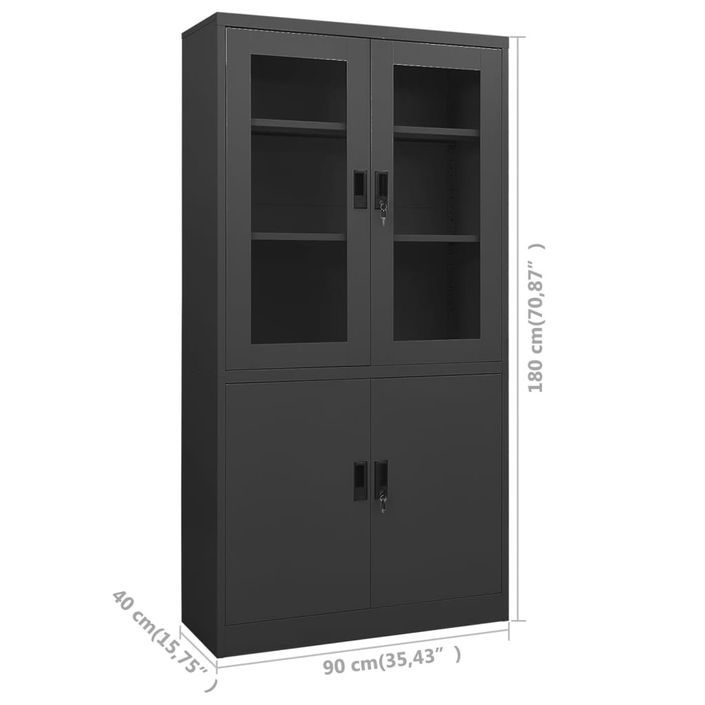 Armoire de bureau Anthracite 90x40x180 cm Acier - Photo n°8