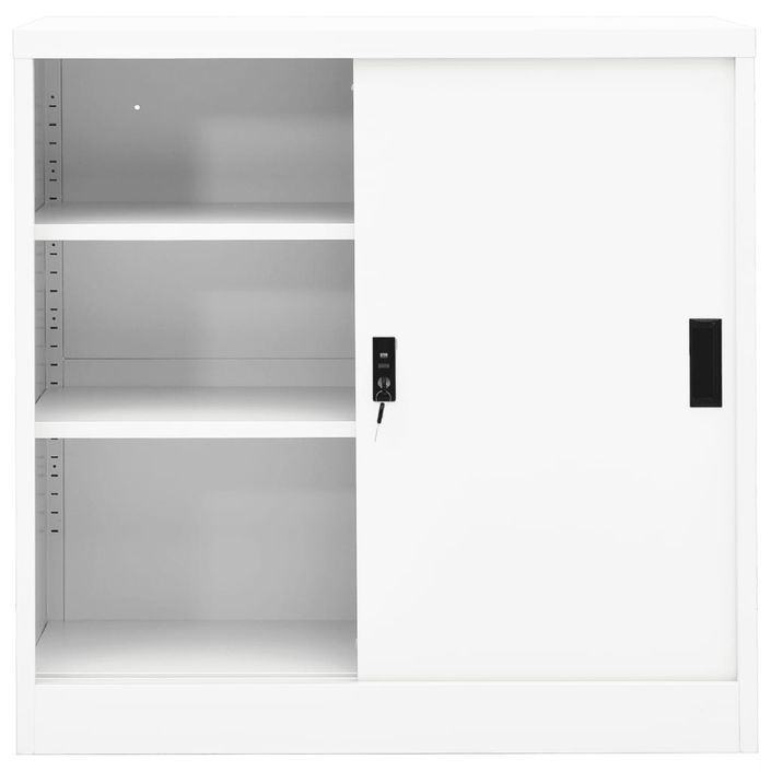 Armoire de bureau avec porte coulissante Blanc 90x40x90cm Acier - Photo n°3