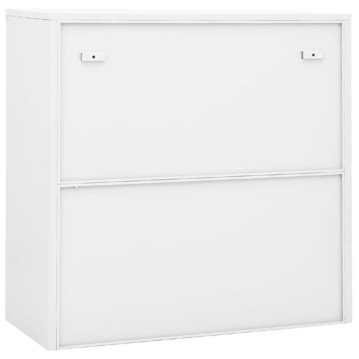 Armoire de bureau avec porte coulissante Blanc 90x40x90cm Acier - Photo n°5