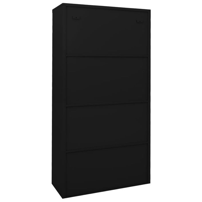 Armoire de bureau avec porte coulissante Noir 90x40x180cm Acier 2 - Photo n°5