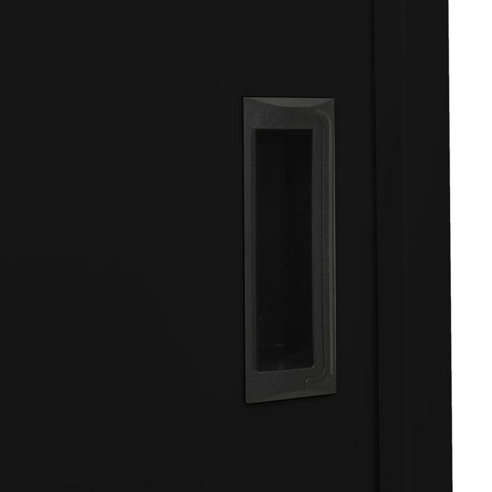 Armoire de bureau avec porte coulissante Noir 90x40x180cm Acier 2 - Photo n°7