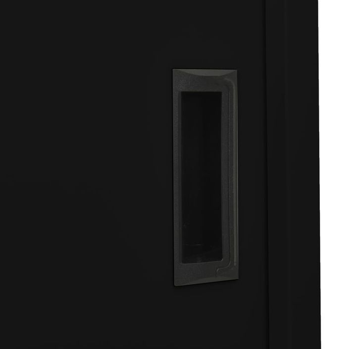 Armoire de bureau avec porte coulissante Noir 90x40x180cm Acier - Photo n°8