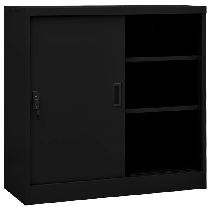 Armoire de bureau avec porte coulissante Noir 90x40x90 cm Acier - Photo n°1