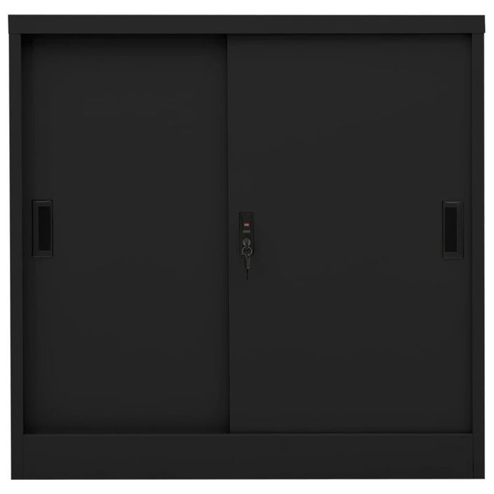 Armoire de bureau avec porte coulissante Noir 90x40x90 cm Acier - Photo n°2