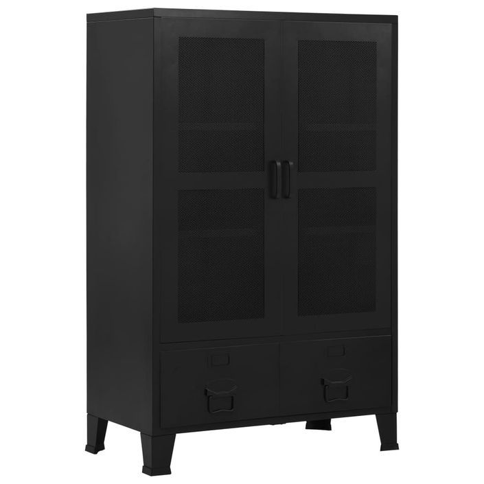 Armoire de bureau avec portes en maille Acier 75x40x120 cm Noir - Photo n°1