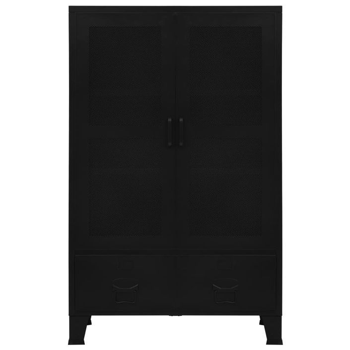 Armoire de bureau avec portes en maille Acier 75x40x120 cm Noir - Photo n°5