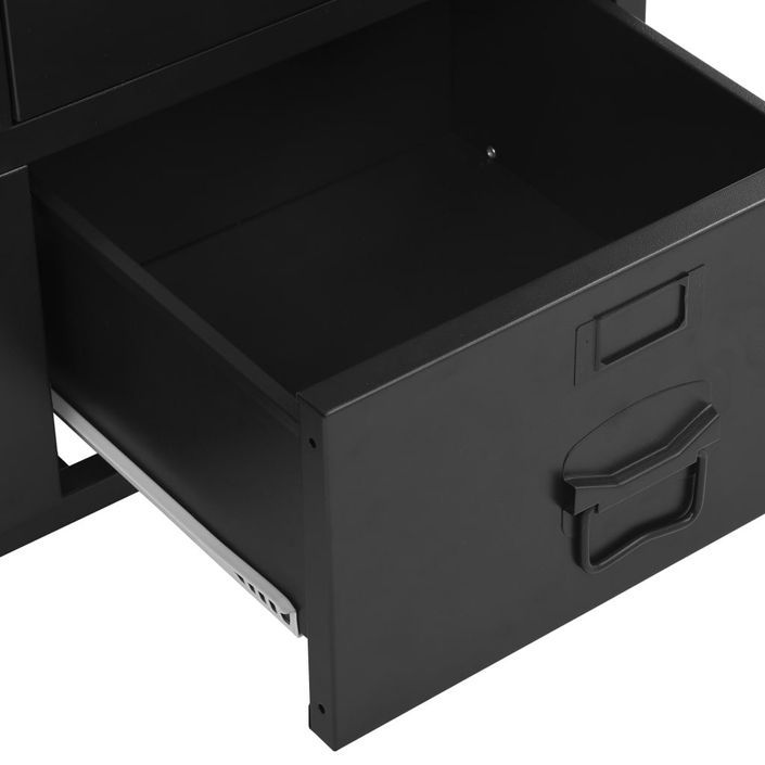 Armoire de bureau avec portes en maille Acier 75x40x120 cm Noir - Photo n°7