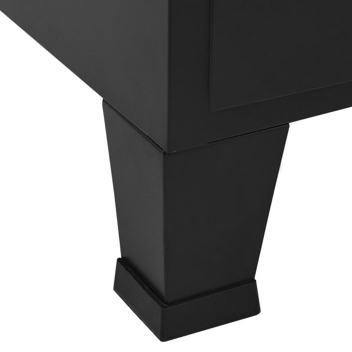 Armoire de bureau avec portes en maille Acier 75x40x120 cm Noir - Photo n°8