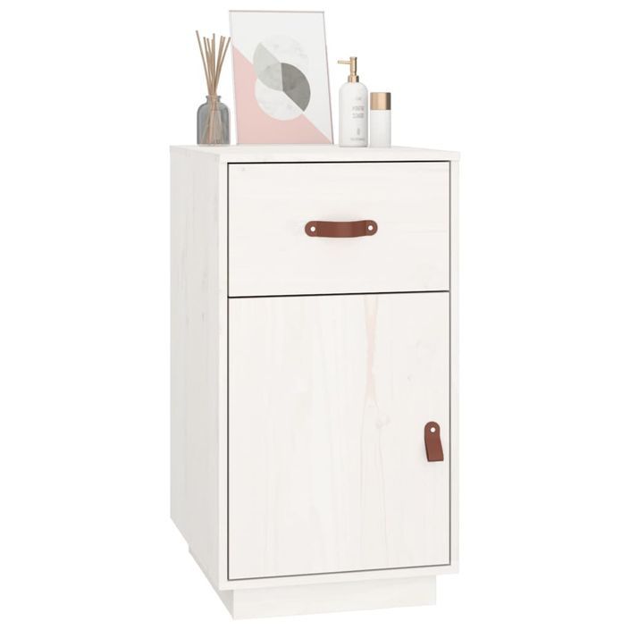 Armoire de bureau Blanc 40x50x75 cm Bois massif de pin - Photo n°4