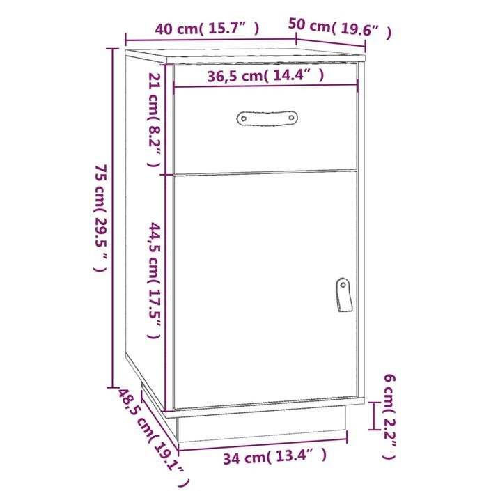 Armoire de bureau Blanc 40x50x75 cm Bois massif de pin - Photo n°11