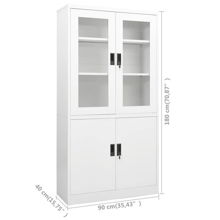 Armoire de bureau Blanc 90x40x180 cm Acier 4 - Photo n°8