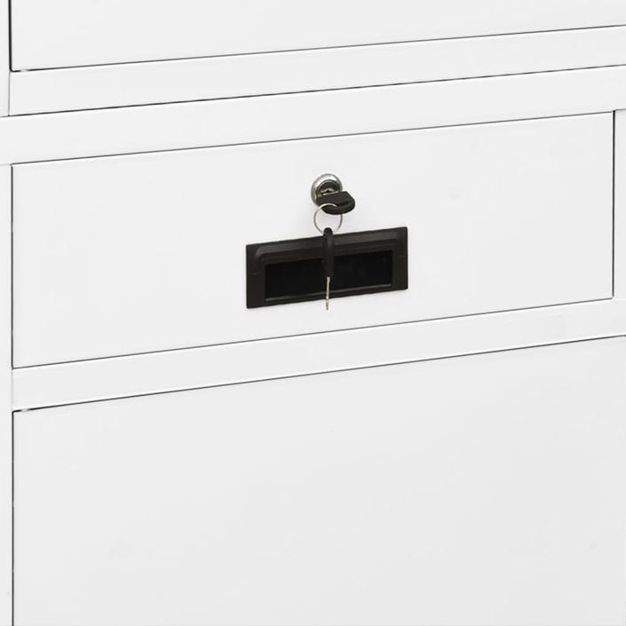 Armoire de bureau Blanc 90x40x180 cm Acier et verre trempé - Photo n°6