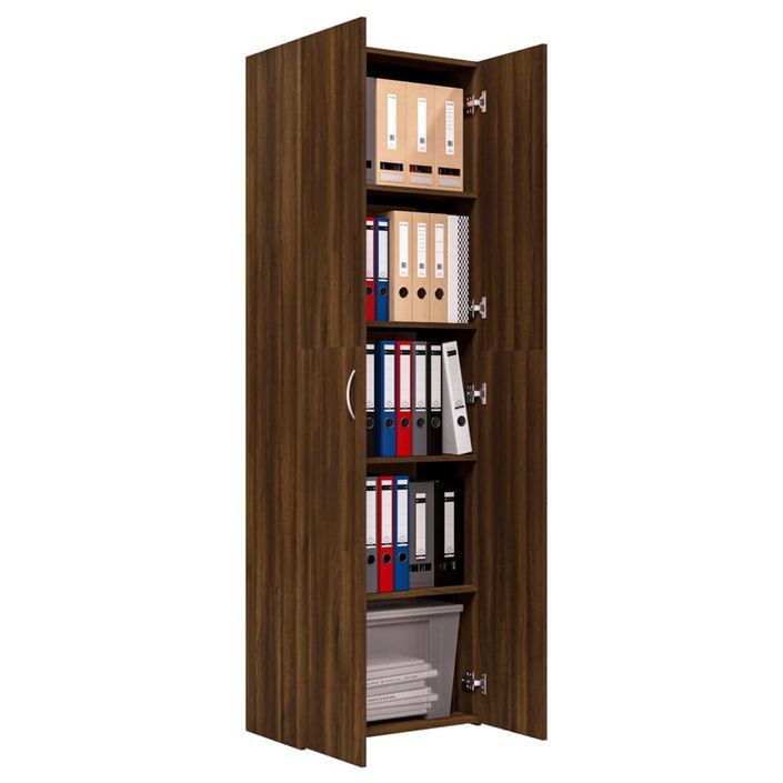 Armoire de bureau Chêne marron 60x32x190 cm Bois d'ingénierie - Photo n°6