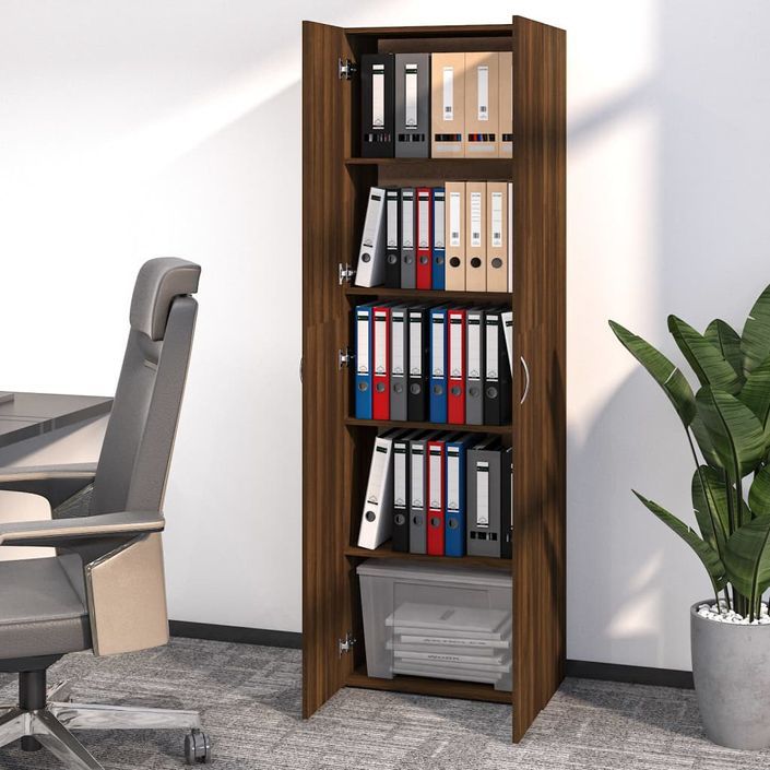 Armoire de bureau Chêne marron 60x32x190 cm Bois d'ingénierie - Photo n°7