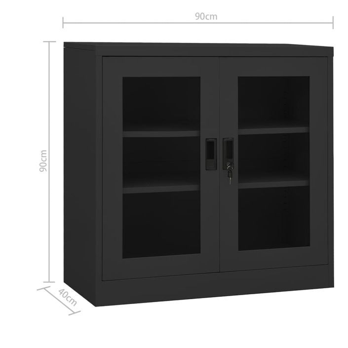 Armoire de bureau et jardinière Anthracite 90x40x113 cm Acier - Photo n°11