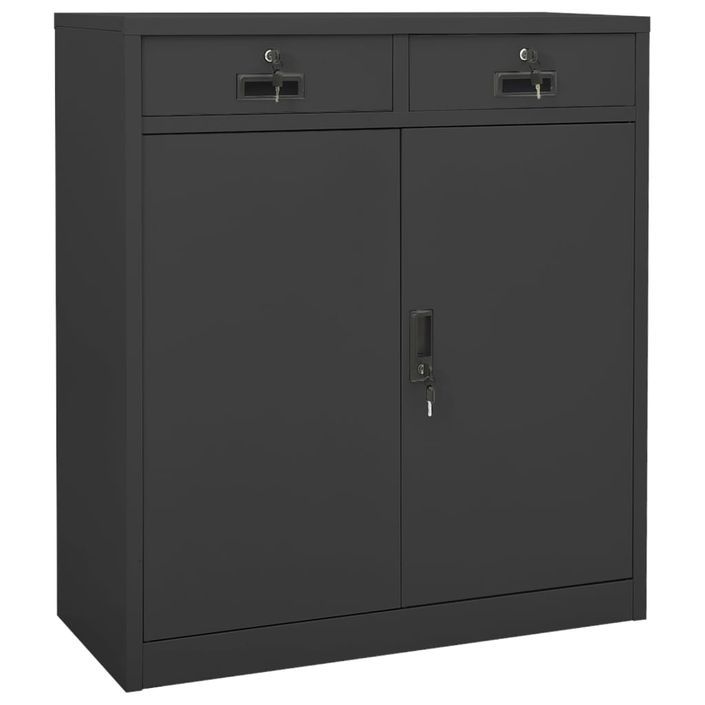 Armoire de bureau et jardinière Anthracite 90x40x125 cm Acier 2 - Photo n°8