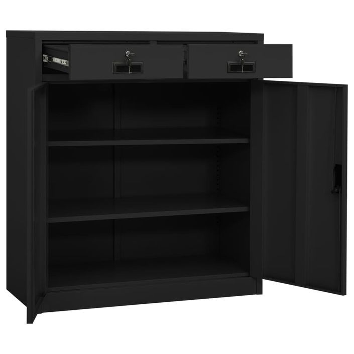 Armoire de bureau et jardinière Anthracite 90x40x125 cm Acier 2 - Photo n°9