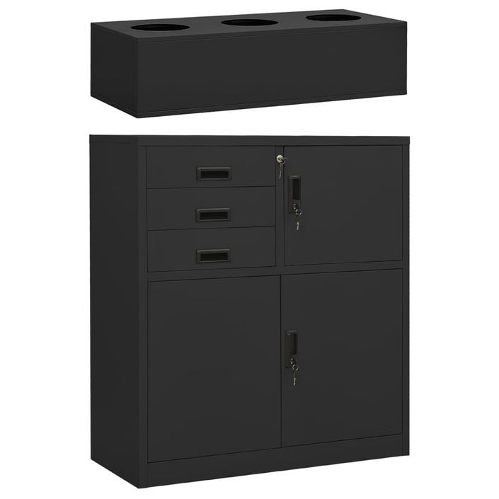 Armoire de bureau et jardinière Anthracite 90x40x125 cm Acier - Photo n°1