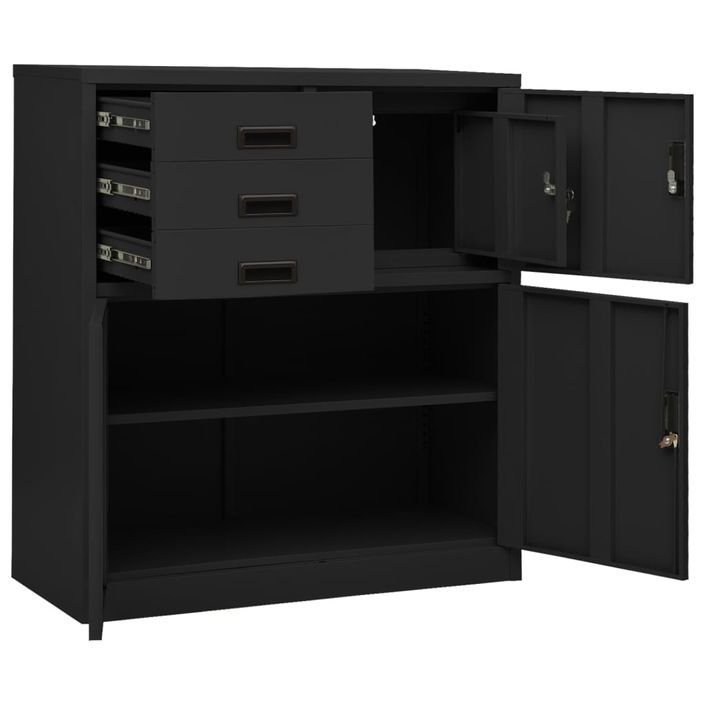 Armoire de bureau et jardinière Anthracite 90x40x125 cm Acier - Photo n°7