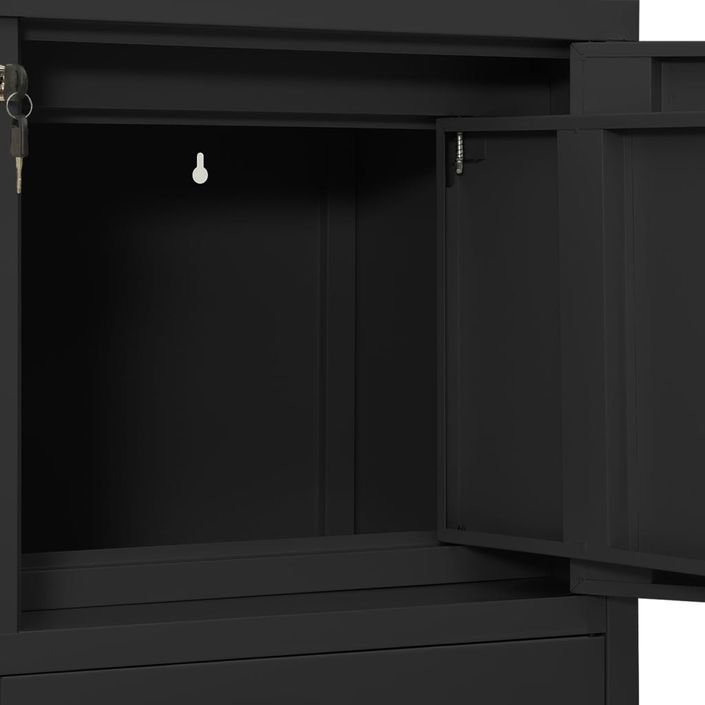 Armoire de bureau et jardinière Anthracite 90x40x125 cm Acier - Photo n°8