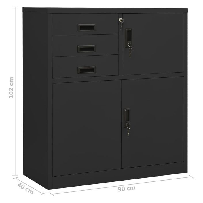 Armoire de bureau et jardinière Anthracite 90x40x125 cm Acier - Photo n°11