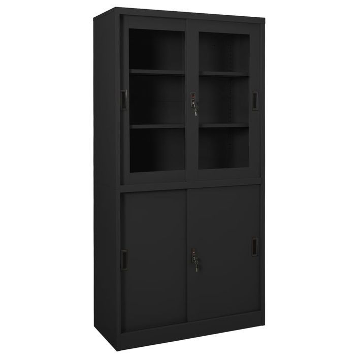 Armoire de bureau et porte coulissante Anthracite 90x40x180 cm 2 - Photo n°1