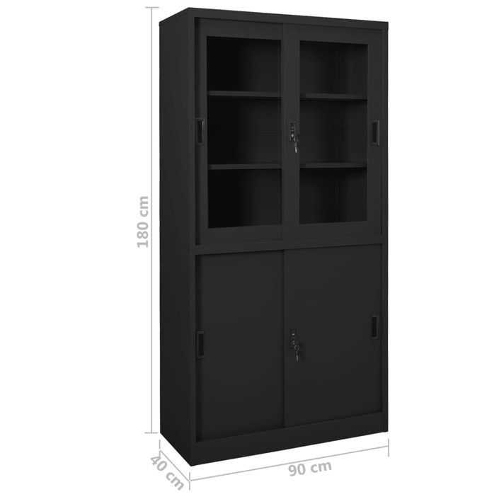 Armoire de bureau et porte coulissante Anthracite 90x40x180 cm 2 - Photo n°8