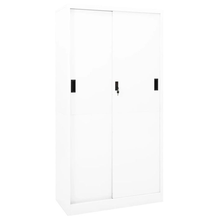 Armoire de bureau et porte coulissante Blanc 90x40x180 cm Acier - Photo n°1