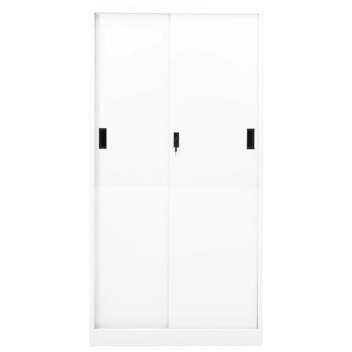 Armoire de bureau et porte coulissante Blanc 90x40x180 cm Acier - Photo n°4