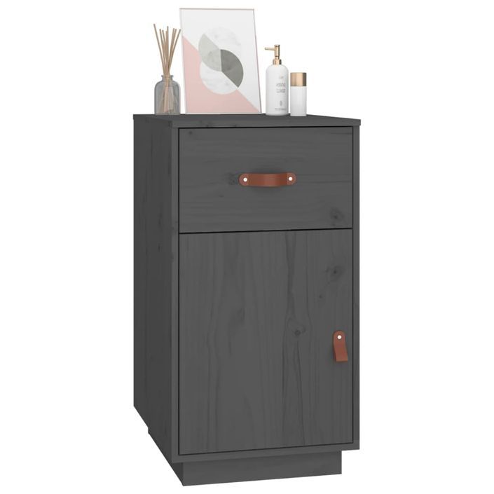 Armoire de bureau Gris 40x50x75 cm Bois massif de pin - Photo n°4