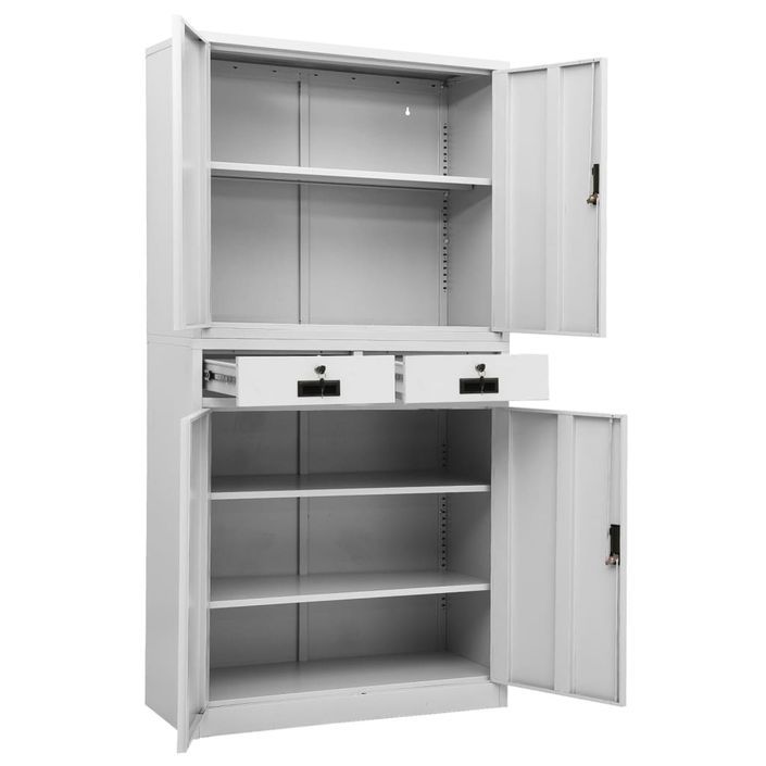 Armoire de bureau Gris clair 90x40x180 cm Acier - Photo n°2