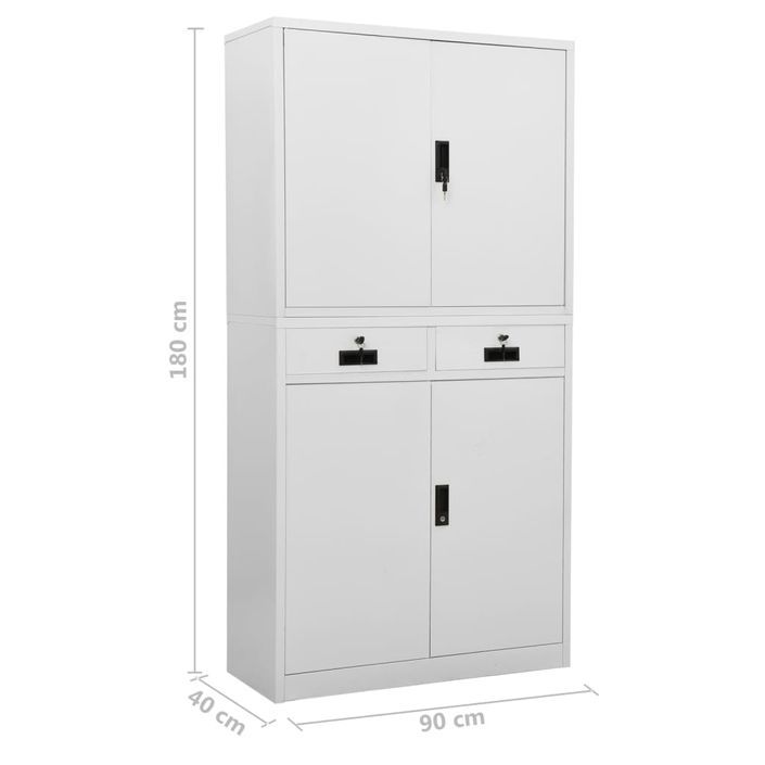 Armoire de bureau Gris clair 90x40x180 cm Acier - Photo n°11