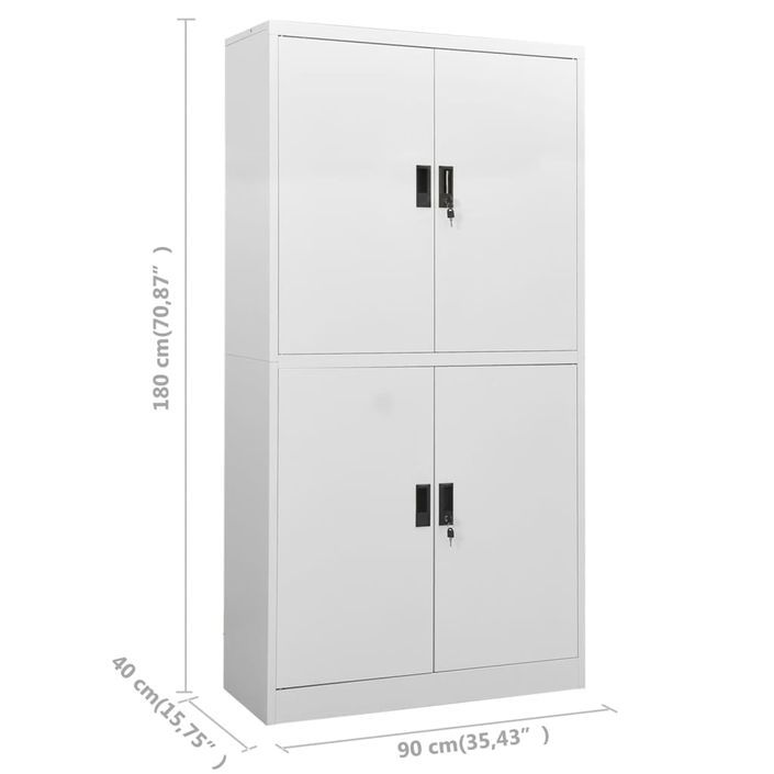 Armoire de bureau Gris clair 90x40x180 cm Acier 4 - Photo n°8