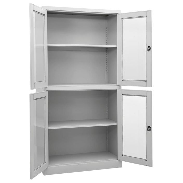 Armoire de bureau Gris clair 90x40x180 cm Acier et verre trempé 2 - Photo n°2