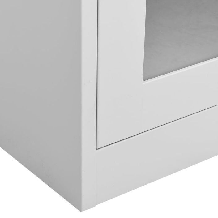 Armoire de bureau Gris clair 90x40x180 cm Acier et verre trempé 2 - Photo n°6