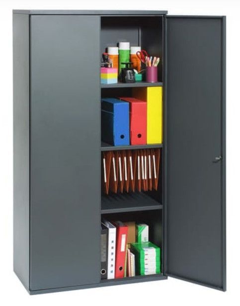 Armoire de bureau métallique anthracite Briko - Avec serrure à clé - Photo n°1