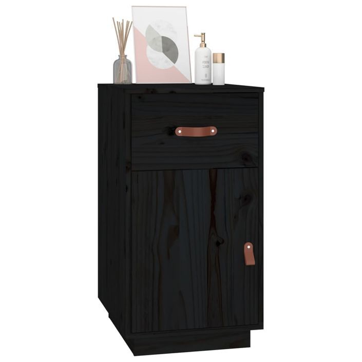 Armoire de bureau Noir 40x50x75 cm Bois massif de pin - Photo n°4