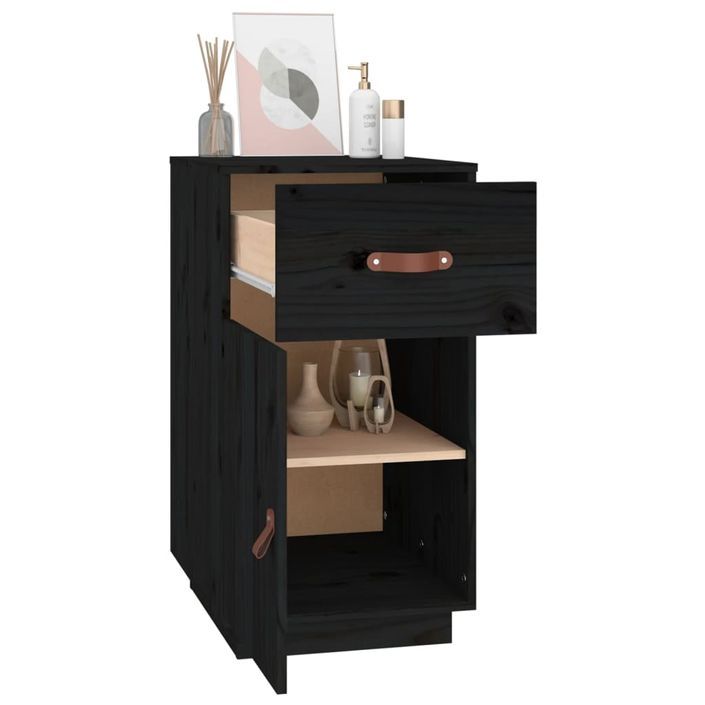 Armoire de bureau Noir 40x50x75 cm Bois massif de pin - Photo n°5