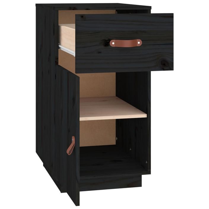 Armoire de bureau Noir 40x50x75 cm Bois massif de pin - Photo n°8