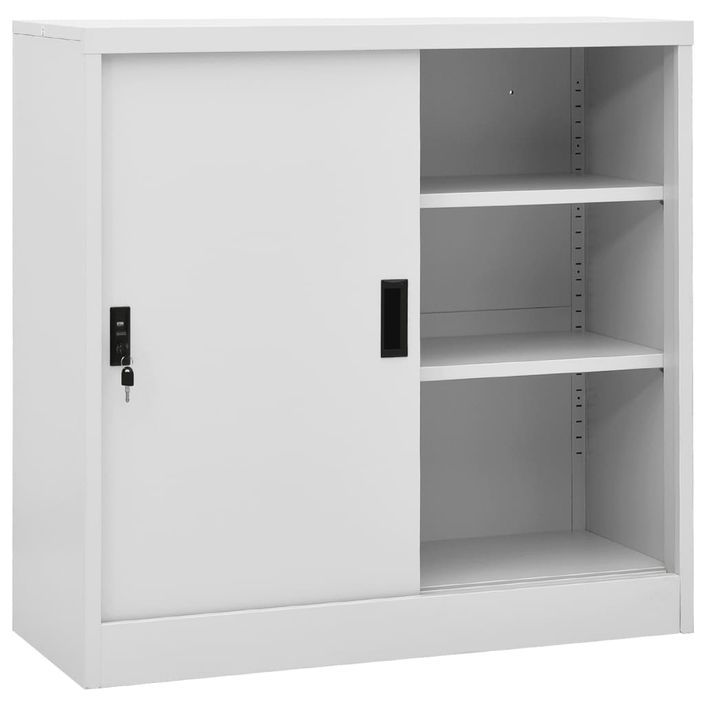 Armoire de bureau porte coulissante Gris clair 90x40x90cm Acier - Photo n°1