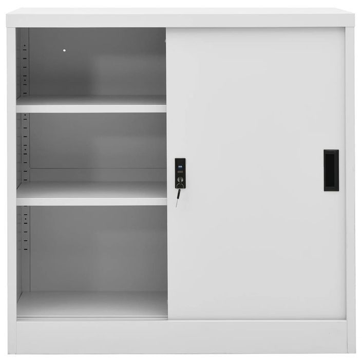 Armoire de bureau porte coulissante Gris clair 90x40x90cm Acier - Photo n°3