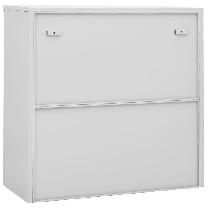 Armoire de bureau porte coulissante Gris clair 90x40x90cm Acier - Photo n°5