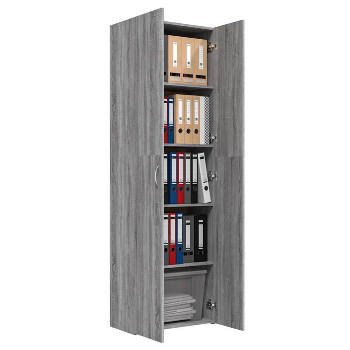 Armoire de bureau Sonoma gris 60x32x190 cm Bois d'ingénierie - Photo n°6